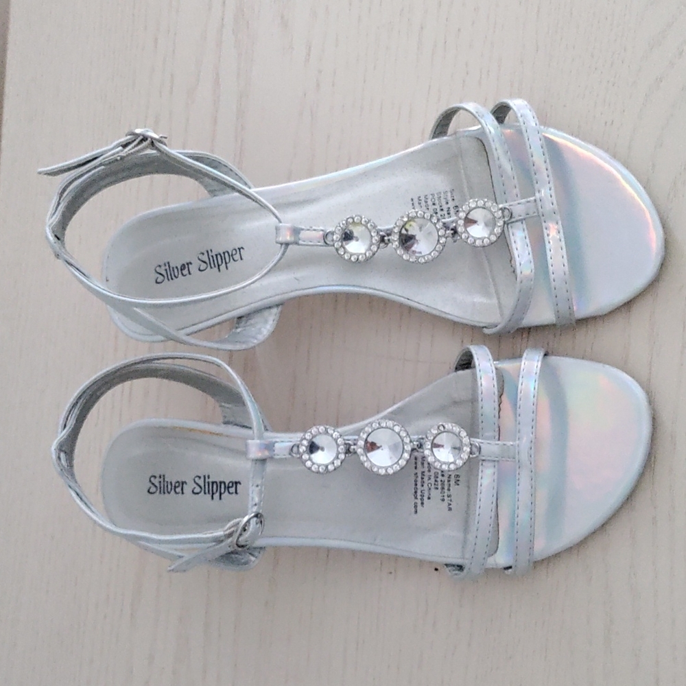 Holographic Iridescent Silver Slipper Princess Pageant Kitten Heel